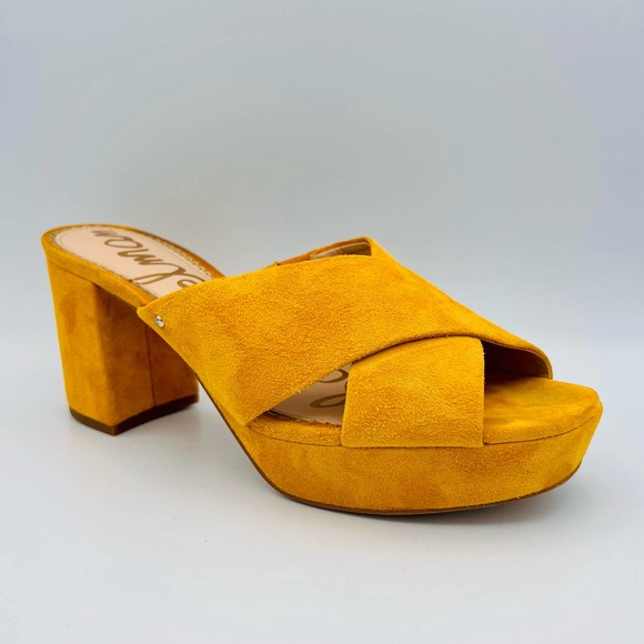 Sam Edelman Shoes - Sam Edelman Womens Jayne Platform Sandals size 8M Yellow Suede Leather